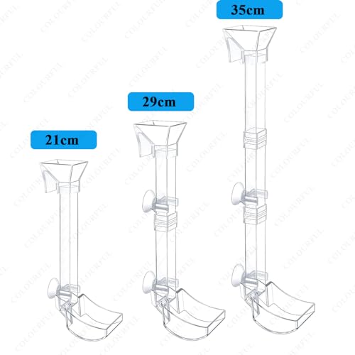 Image of Aquarium Fish Shrimp Feeder | Sinking Food Feeder | Acrylic Feeding Tube | Sucker Fixation Simple Installation Tube 90 Degree Angle Hook Large Plate for Aquarium (Model: F-35, Height:35cm)