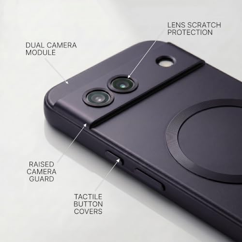Image of amazon basics Premium Mag-Safe Case for Google Pixel 7A | Shockproof & Anti-Scratch Cover | Soft Silicone with Wireless Charging | Camera Lens Guard - Purple