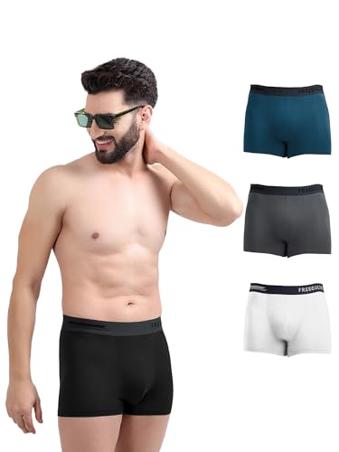 Image of Freecultr Men's Underwear Micromodal Airsoft Trunk - Anti Bacterial, No Itch, No Chafing, Sweat Proof & Ultra Soft Fabric (Pack of 4) | Mens Underwear Combo Pack of 4