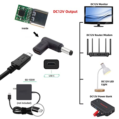 Chenyang USB C to DC 12V Adapter,USB 3.1 Type C Female to DC 5.5x2.1mm 12V Plug Adapter PD Emulator Trigger by chenyang - Image 3