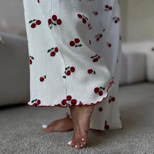 Women's Pajama Sets 2 Piece Ribbed Knit Long Sleeve Lounge Set | Ruffle Sleeve Crop Top, Cozy Ribbed Knit Long Sleeve 2 Piece Lounge Set, Wide Leg Pants, Comfy Fall Winter Loungewear - image 2