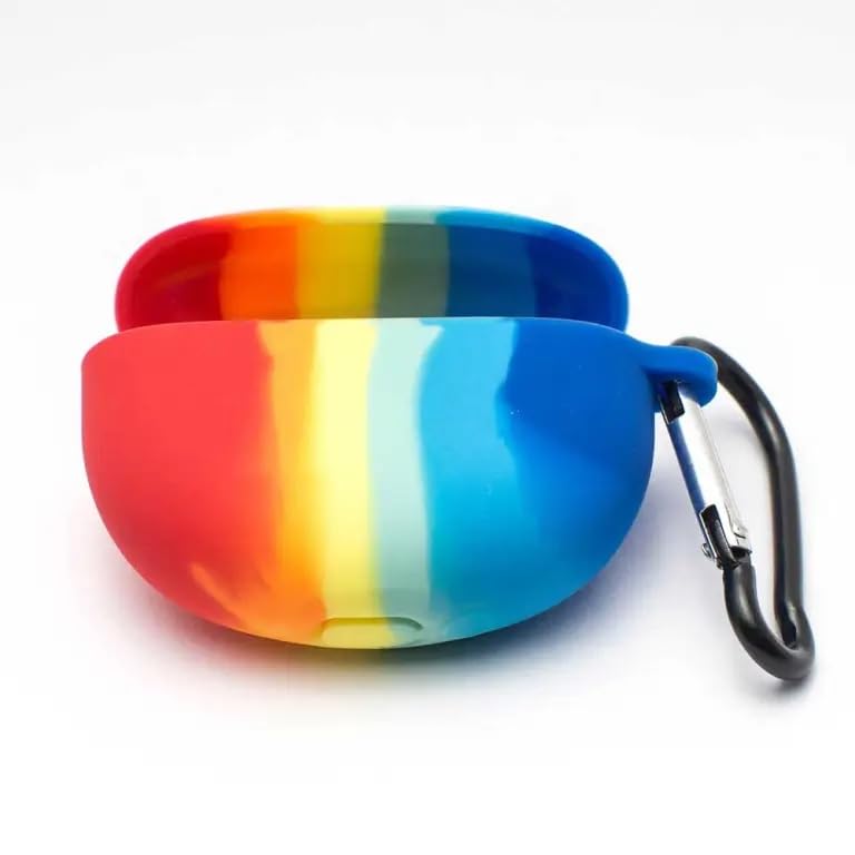 Image of ColorCase Rainbow Design Front & Back Silicon Protective Case Cover for Realme Buds T300 TWS - (Multicolor)