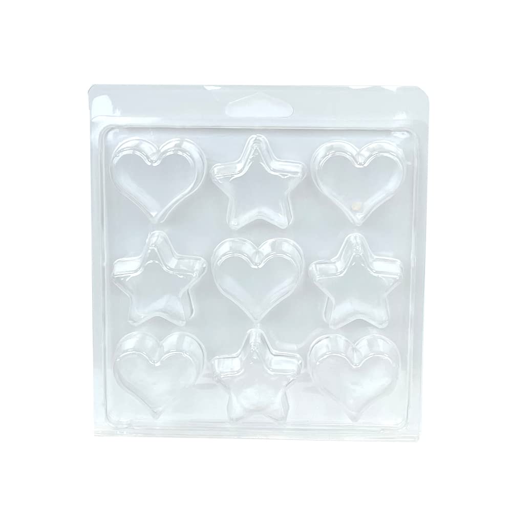 Livemoor Clear Wax Melt Clamshells/Packaging - Packs Of 10 (9 Cavity Star And Heart Clamshell (Lm-016))