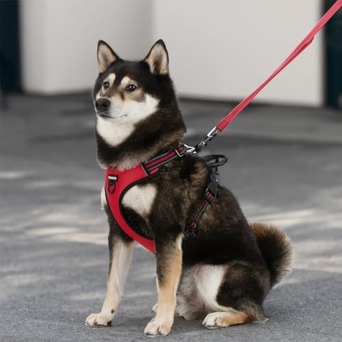 Voyager Dog Harness Dual Leash Attachment No-Pull Control Adjustable Soft but Strong Pet Harness for Medium and Large Dogs with 3M Reflective Technology, Red Lattice Nylon, M (Chest: 20-25") by Best Pet Supplies - Image 8