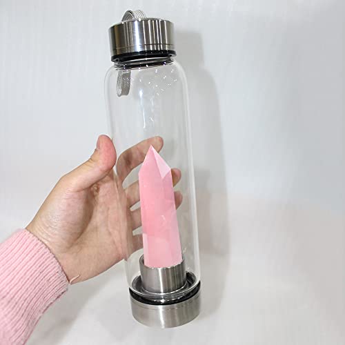 Tyuodna Crystal Water Bottle, Removable Natural Crystal Quartz Glass Water Bottle, Healing Natural Quartz Water Bottle - Image 4