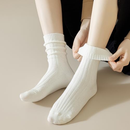 Image of Mcool Mary Womens Crew Socks,Retro Casual Knit Cotton Comfy Breathable Dress Socks for Ladies 5 Pairs