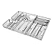 WuGeShop Expandable Silverware Drawer Organizer, Metal Mesh Large Kitchen Flatware Cutlery Tray, Adjustable Kitchen Drawer Organizer for Large Utensils (7+2 Compartment, Silver)