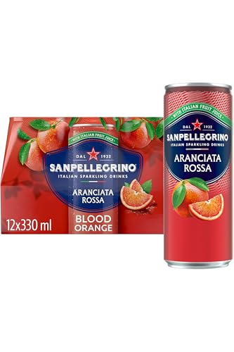 San Pellegrino Italian Sparkling Drinks Tastefully Light Sparkling Blood Orange Canned Soft Drink 12 x 330ml | 69 kCals per Can
