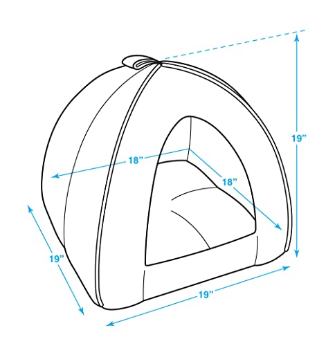 Image of Best Pet Supplies Cat Bed for Indoor Cat, Domed Tent House with Removable Pillow, Covered Cat Cave for Small Dog, Puppies and All Breeds of Cats - Gray Linen, 19 x 19 x H:19 inch