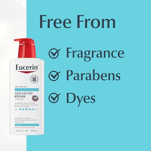 Image of Eucerin Advanced Repair Body Lotion, 16.9 FL OZ Pump Bottle, and Eucerin Advanced Cleansing Body Wash and Face Cleanser, 16.9 FL OZ Bottle, Dry Skin Relief Bundle