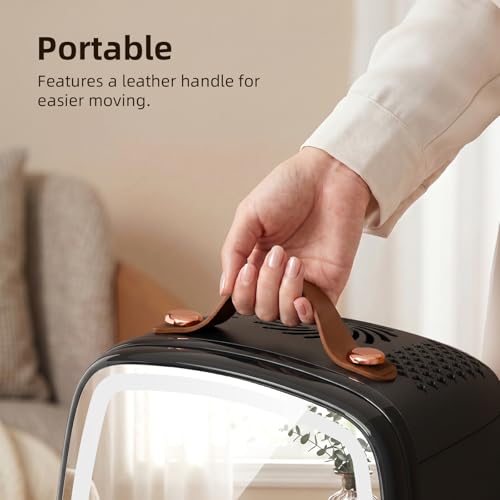 Image of Antarctic Star 6L /8 Cans Makeup Mini Refrigerator with Dimmable LED Light Mirror for Bedroom, Car, Office & Dorm,Portable Small Cooler for Cosmetics,Skin Care,BLACK