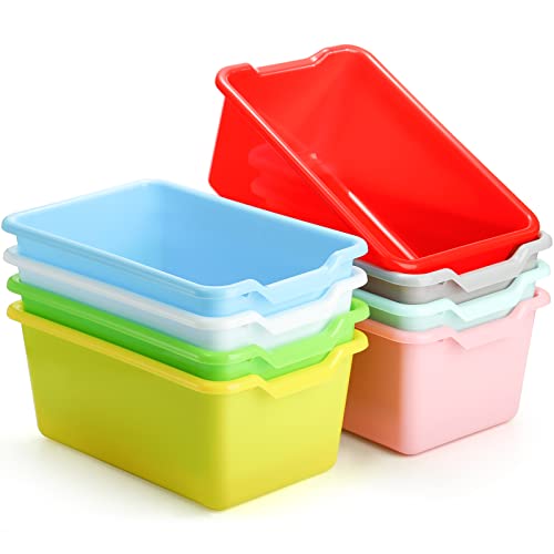 Wuweot 8 Pack Classroom Cubby Toy Bins, Easy-To-Grip Crafts Books Storage Bins, Plastic Stackable Toy Organizer For Classroom, Nursery, Playrooms And Home Organization #TOP15