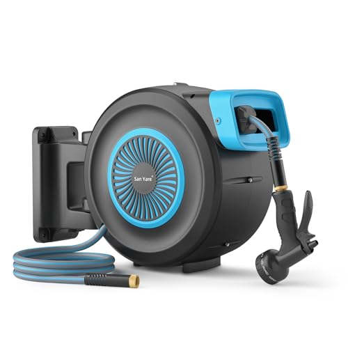 Image of Garden Hose Reel,1 /2 Inch x 82FT Water Hose (GASE2001), Super Heavy Duty, Any Length Lock, Slow Return System, Wall Mounted and 180 Deg Swivel Bracket