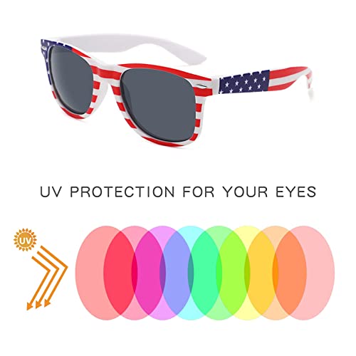 YQVIE 4 Pair American Flag Sunglasses Retro 90s Sunglasses in Bulk for Men Women Independence Day Party Supplies UV400 Protection (4Mix)4