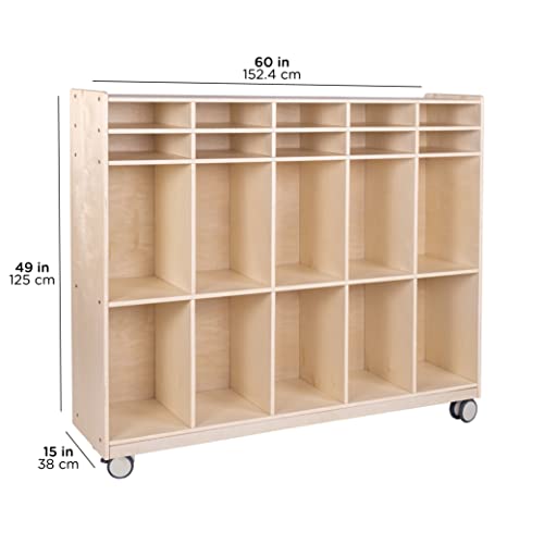 Image of Children's Factory Mobile 10-Section Locker, Classroom Storage and Organizational Locker, Coat Hooks, Nametags, Storage Cubbies, Toddler Preschool & Nursery Organization Furniture, Assembly Required