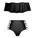 Huiyuzhi Women's Sexy Off Shoulder Ruffle Swimsuit Two Piece High Waist Bikini Set Swimwear