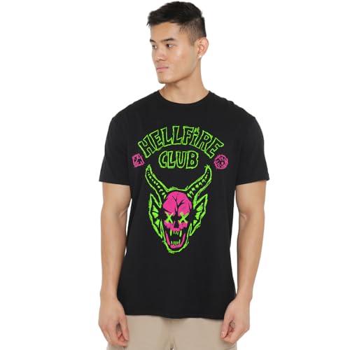 Stranger Things Hellfire Neon Sketch Logo Camiseta Unisex, Negro, L