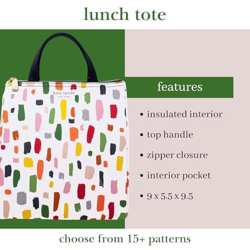 Image of kate spade new york Cute Lunch Bag for Women, Large Capacity Lunch Tote, Adult Lunch Box with Silver Thermal Insulated Interior Lining and Storage Pocket, Painterly Strokes