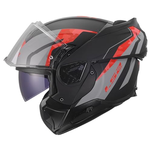 LS2, Casco Moto Modulare ADVANT II GLIDE Black Grey Red, XS