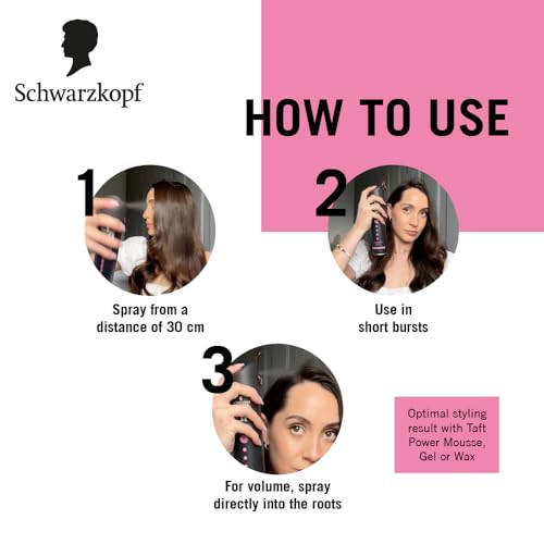 Schwarzkopf TAFT Power Hold 5 Hair Spray for Heat Protection, Cashmere like Softness for Dry, Damaged Hair | No Stickiness | Easy To Brush Out | For Salon Like Finish - 250Ml. - Image 10 thumbnail
