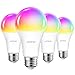 ANWIO 12W Ampoule LED WiFi et Bluetooth Intelligente E27 A70 Dimmable, Tuya App Et Smart Life, 1521Lm RGB Ampoule, Pas de Hub requis, Lot de 4