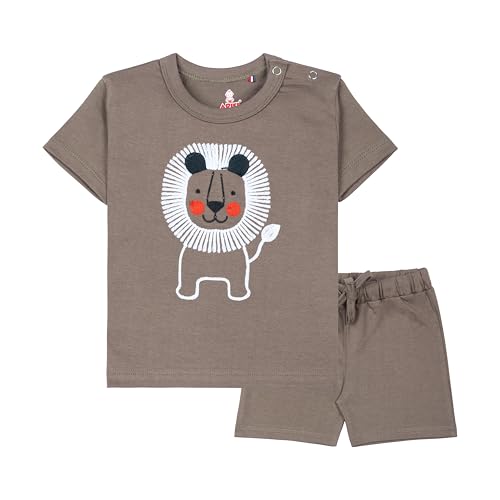 Image of ARIEL Baby Boys & Baby girls Cotton Printed Round Neck Half Sleeve T-shirt & Short Summer Clothing Sets