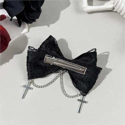 Pinces gothiques brodées cœurs et dentelle de haute précision pour coiffure - 4