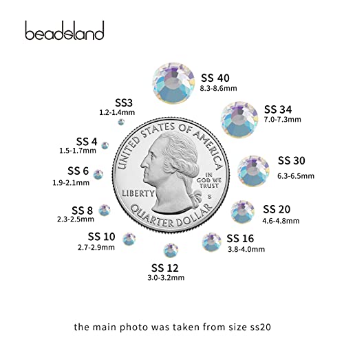 Image of Beadsland 1440 Pieces Flat Back Rhinestones, Nail Crystals Rhinestones for Nails, Blue Moonlight, SS20 (4.6-4.8 mm)