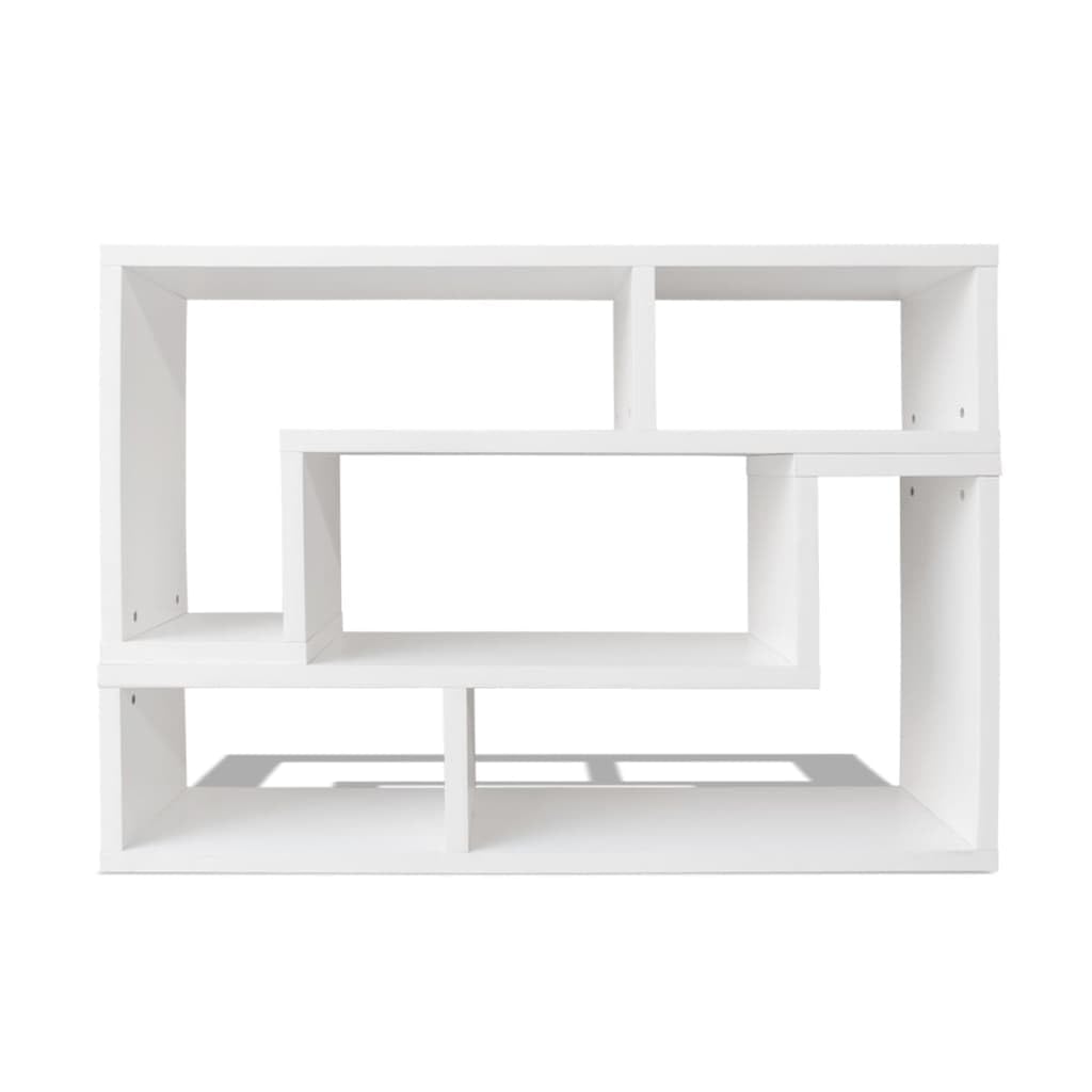 Mueble doble para TV en forma de L, color blanco, con 2 estantes en forma de L para mucho espacio y configuración flexible