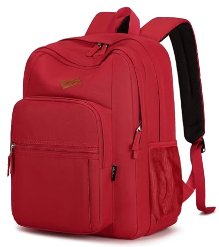 abshoo Girls Solid Color Backpack For College Women Water Resistant School Bag (Red)
