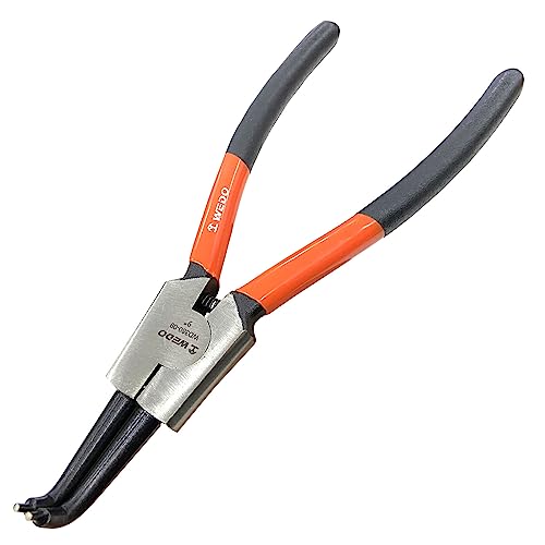 WEDO 7" Bent External Circlip Pliers, External Snap Ring Bent Nose Plier, Chrome Vanadium Steel, Die-Forged, for Ring Remover Retaining and Remove Hoses