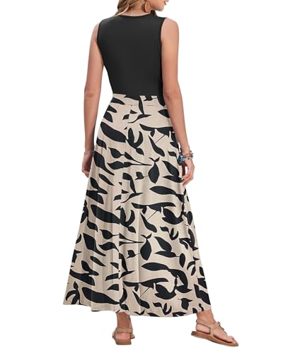 Image of AUSELILY Womens Maxi Dress Summer Sleeveless Wrap Long Dresses with Pockets | V-Neck Wrap Sleeveless Sundress, fits formal, casual, beach, vacation & daily wear