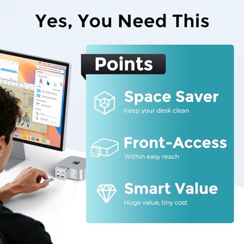 NEWQ Mac mini M4 ハブ、6-in-1 フロントアクセスドッキングステーション の商品画像 2