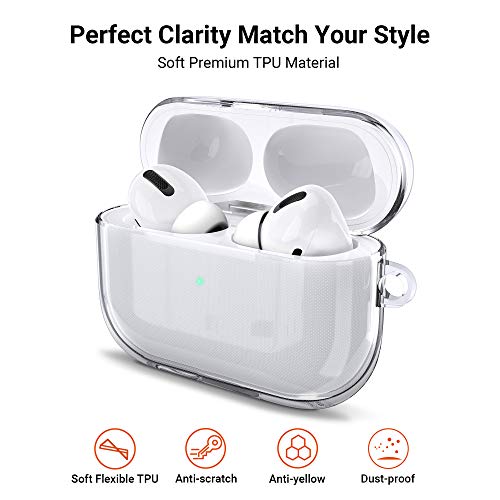 Ulak Compatible With Airpods Pro Case Clear, Designed Protective Cover Soft Tpu Transparent Shockproof Case Accessories Keychain For Airpods Pro 1St Generation 2019 [Front Led Visible], Crystal Clear #TOP1