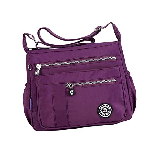 Sac bandoulière femme violet grand modèle avec sangle réglable et grand espace