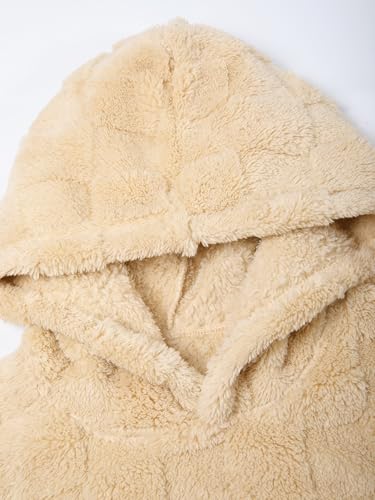 Men's Hoodie Cozy Puff Fleece Pullover Hooded Winter Long Sleeve Letter Embroidered Sweatshirt4