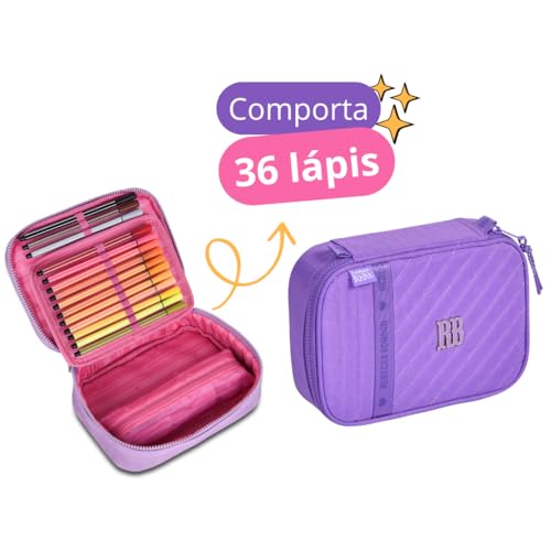 Kit Escolar Mochila de Rodinha RB com Lancheira e Estojo Rebecca Bonbon (LILÁS)