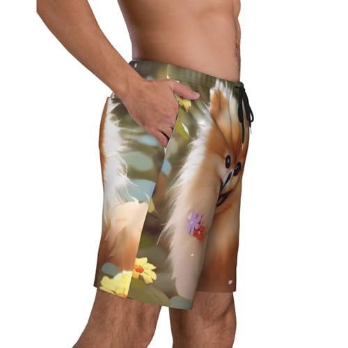 Pomeranian Dog Print Men's Beach Pants Lightweight Quick-Dry Swim Pants with Mesh Lining for Men3