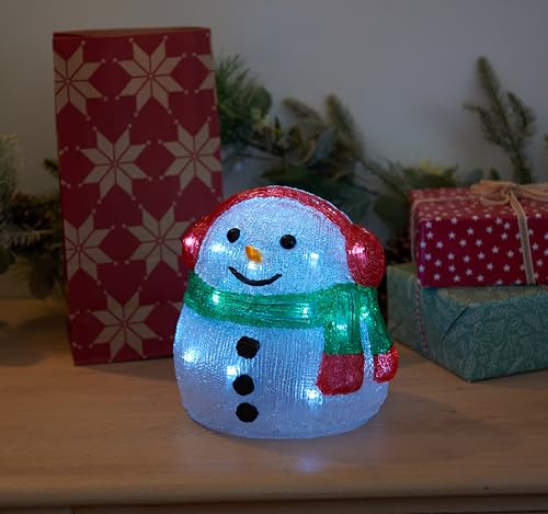 Smart Garden InLit Ice Snowman – 19cm Battery-Powered Acrylic Christmas Decoration with 24 Cool White LEDs – Indoor & Outdoor Festive Ornament with Auto Timer