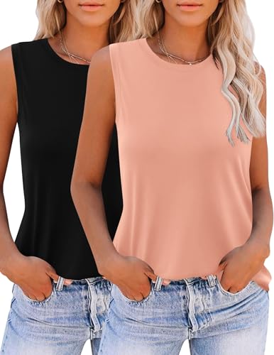 Zeagoo Womens 2025 Tank Tops 2 Pack Casual Crewneck
