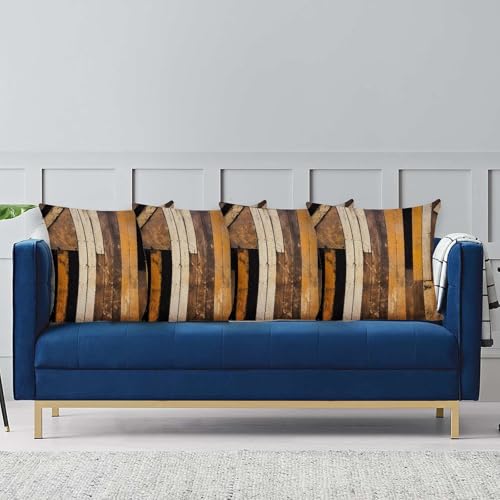 Housse de coussin effet bois rustique pour canapé et lit cosy - 5