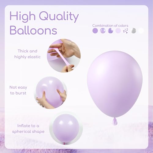 Image of 60pcs Purple and Silver Balloons 12inch with Pearl Purple White Metallic Silver Confetti Balloons for Wedding Bridal Baby Shower Birthday Party Decorations