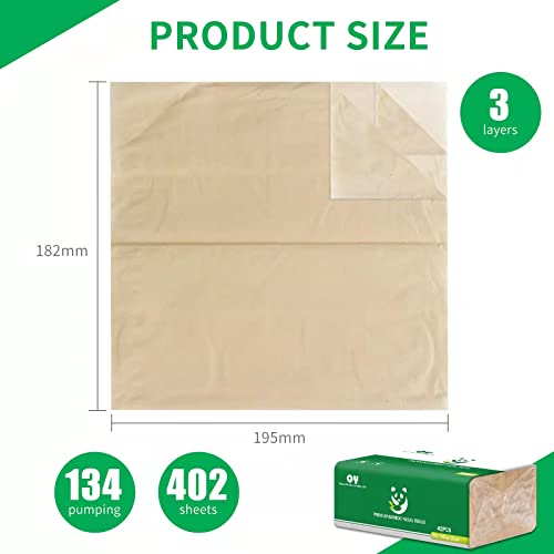Image of Soft Durable Bamboo Facial Tissues - 3 Ply Natural Unbleached Facial Paper Dry or Wet Use 12 Packs(134 Tissue per Pack, 1608 Tissues Total)