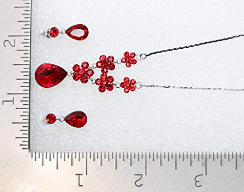 Image of Faship Gorgeous Rhinestone Crystal Floral Necklace Earrings Set