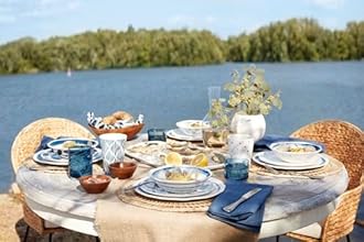 Lenox 895324 Blue Bay Melamine 20-Piece Dinnerware Set, Lightweight Melamine Material
