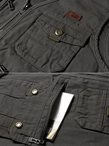 KTWOLEN Herren Weste Ärmellos Anglerweste Funktionsweste Fotografie Jagdweste Arbeitsweste mit Vielen Taschen, Grün, M
