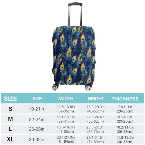 Peacock Feathers Travel Suitcase Protector Luggage Cover Protective Washable Anti-scratch Baggage Cover2