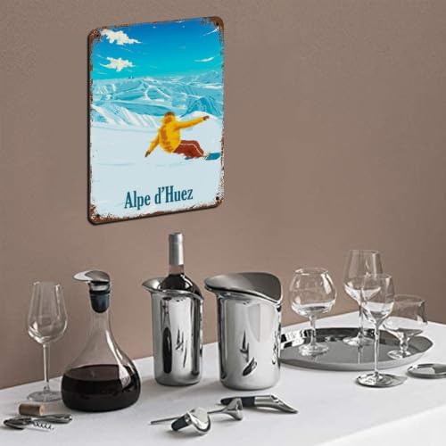 Alpe D'Huez affiche métal snowboard déco murale rétro 30x40