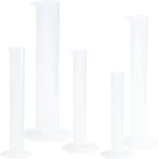 5 Piece Polypropylene Plastic Grad Cylinder Set, 10ml, 25ml, 50ml, 100ml, & 250ml, Karter Scientific 233C2