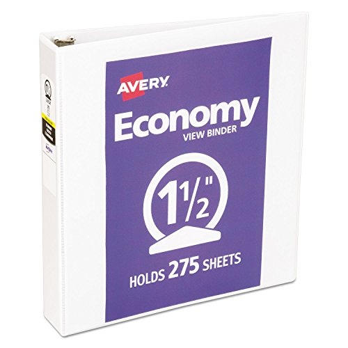 12 Avery Economy Vinyl Round Ring View 3-Ring Binders, 1-1/2 Capacity, White, Ea - Ave05726 #TOP29